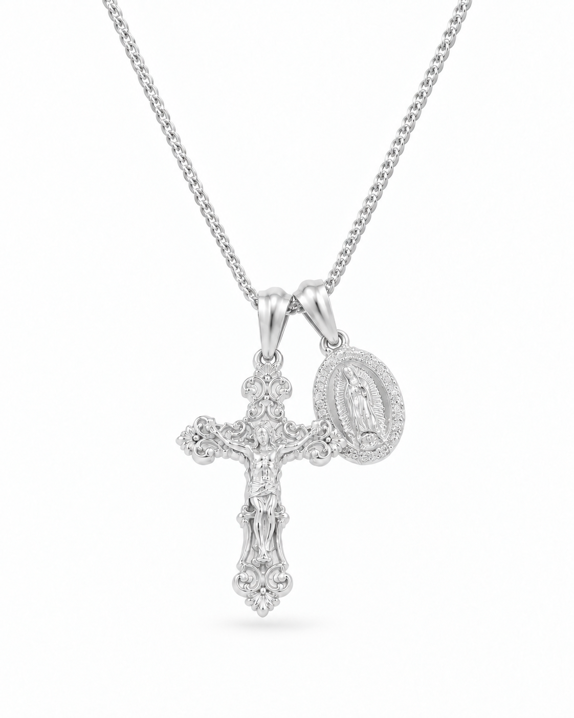Motif Crucifix x Mini Guadalupe - Silver
