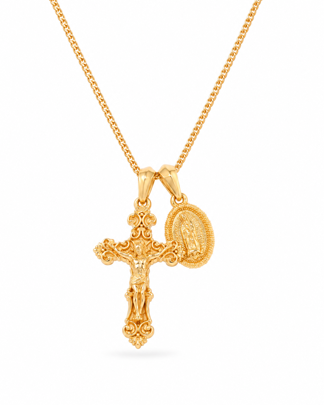 Motif Crucifix x Mini Guadalupe - Gold