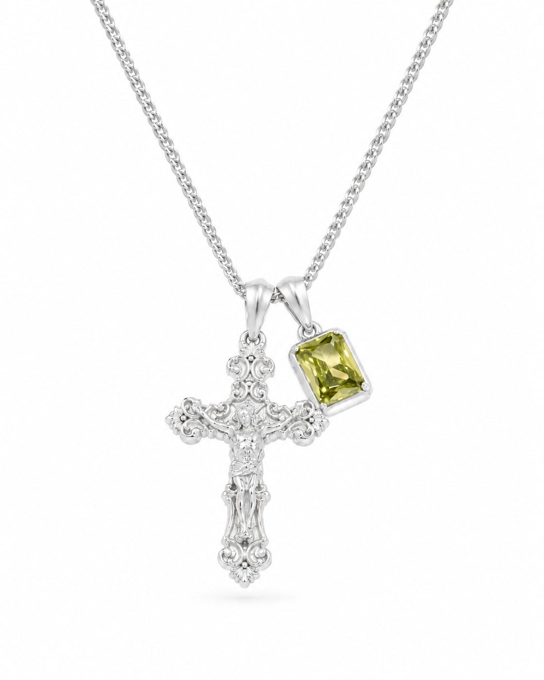 Motif Crucifix x Mediterranean Olive stone - Silver