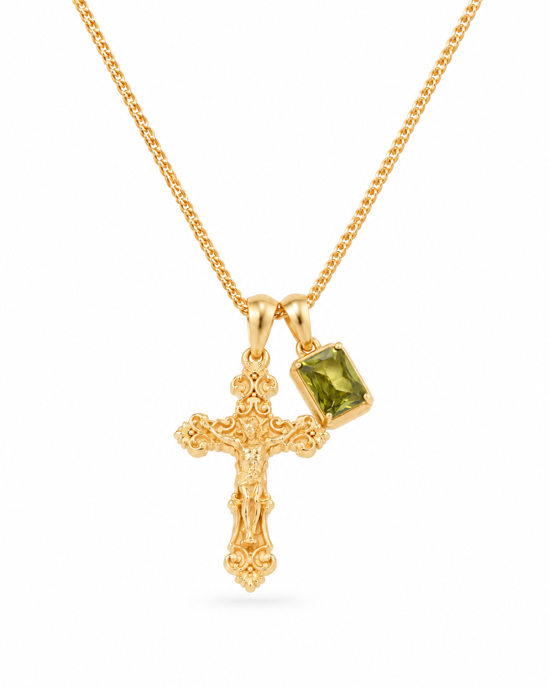 Motif Crucifix x Mediterranean Olive stone - Gold