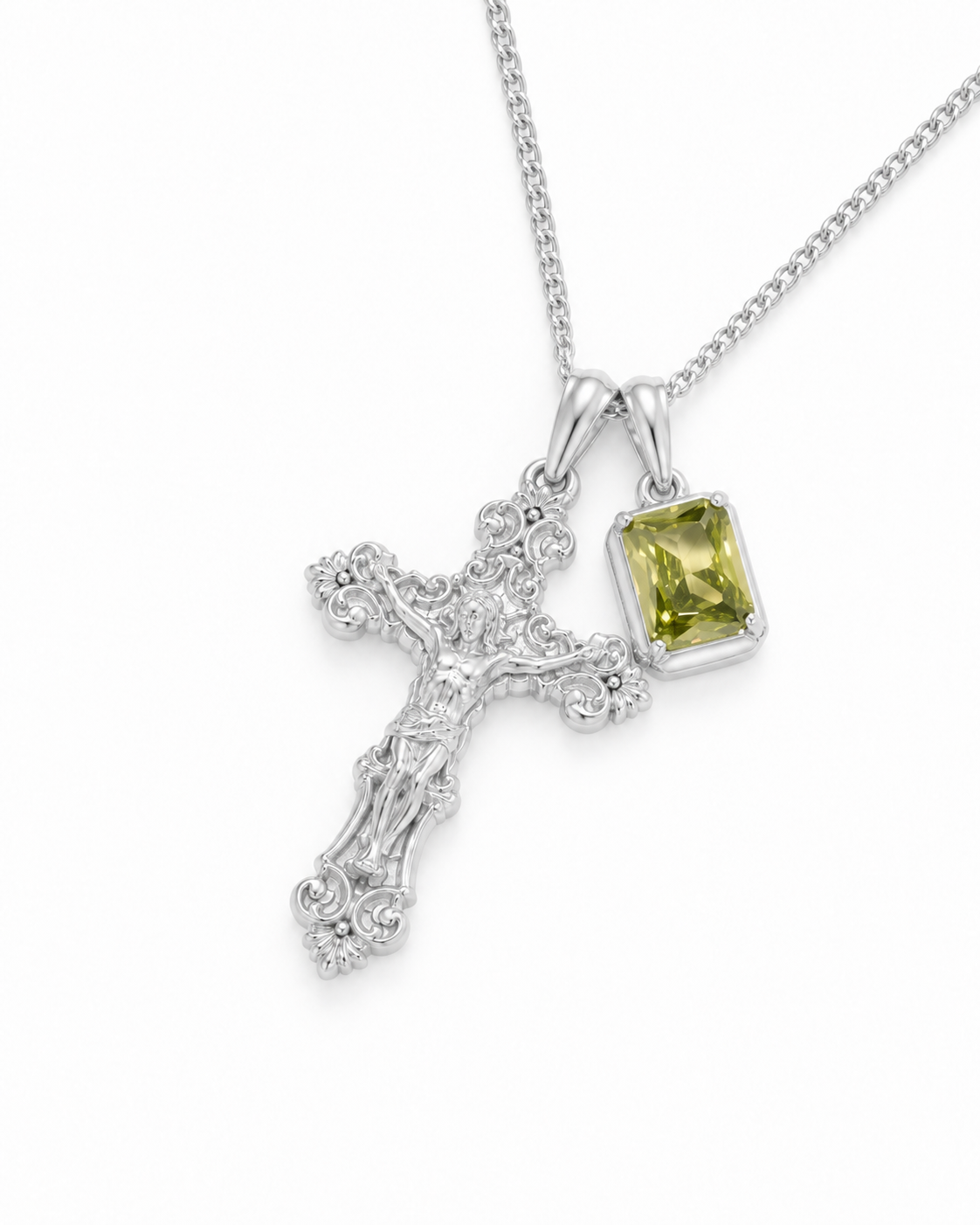 Motif Crucifix x Mediterranean Olive stone - Silver