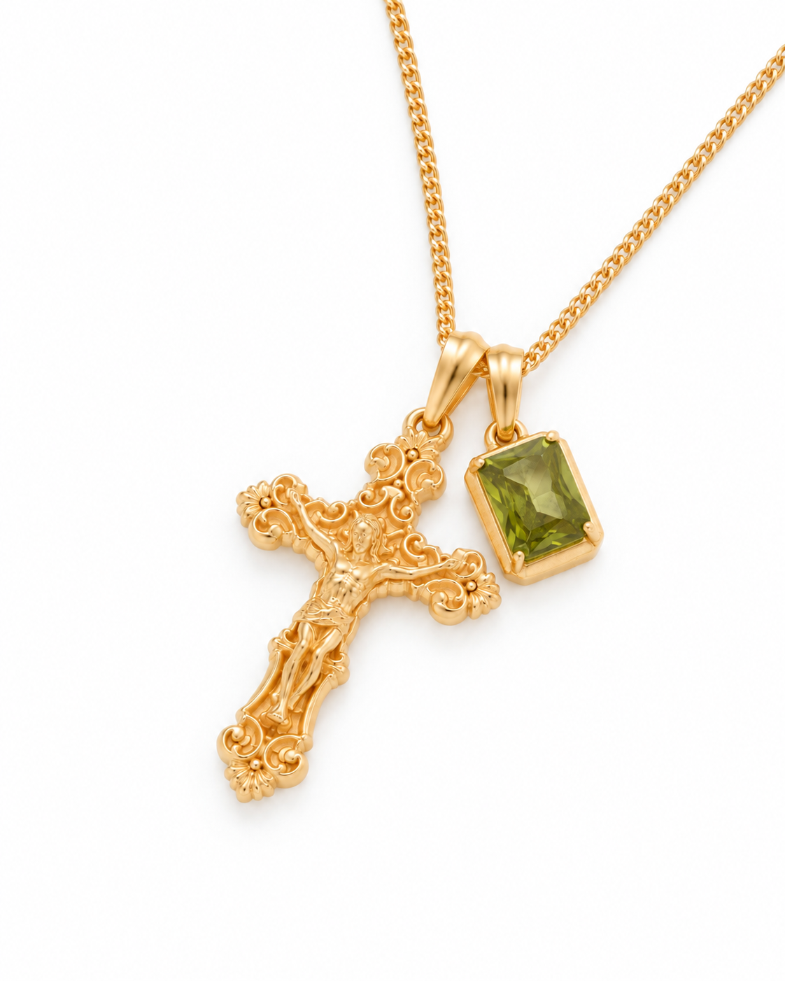 Motif Crucifix x Mediterranean Olive stone - Gold