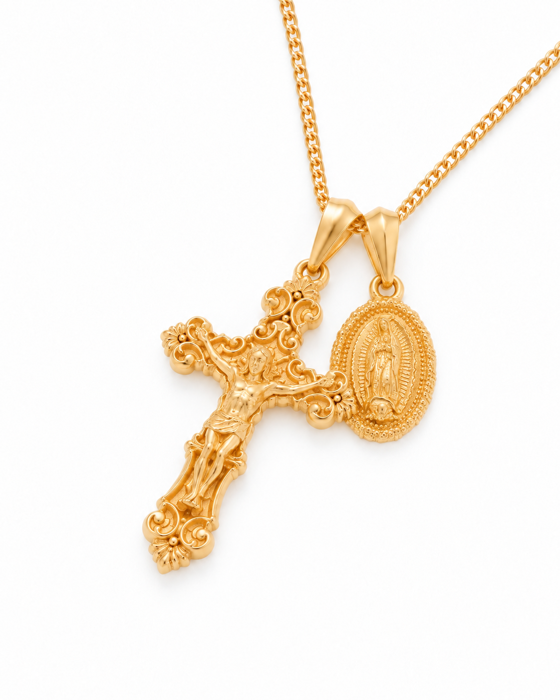 Motif Crucifix x Mini Guadalupe - Gold