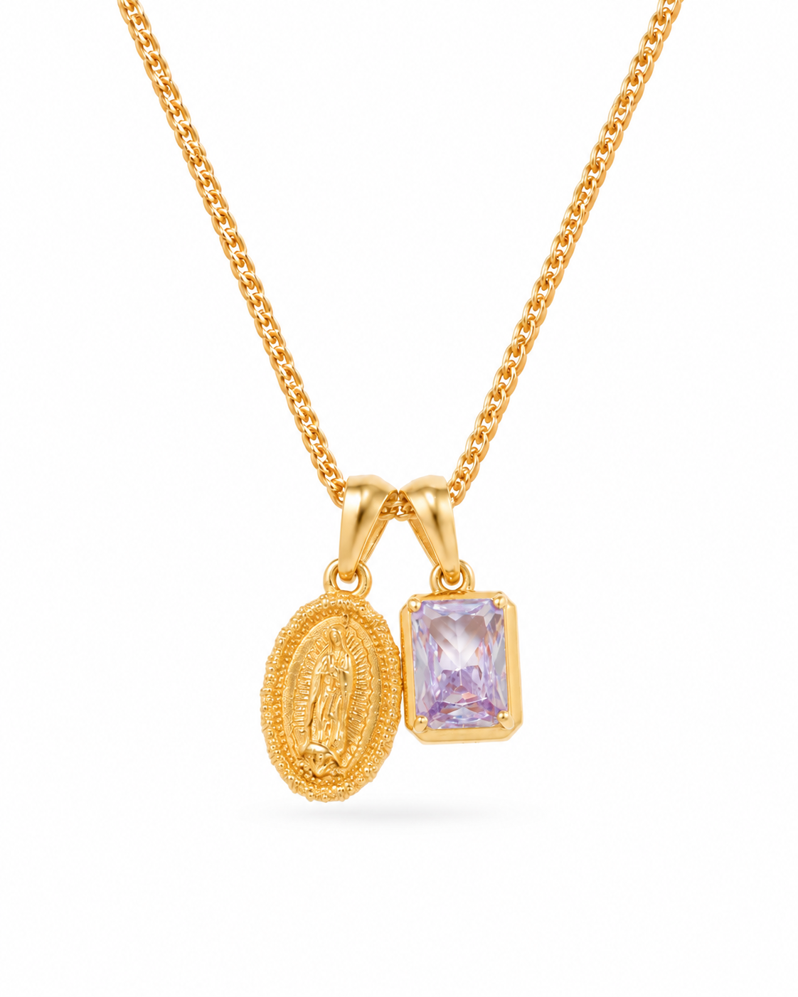 Mini Guadalupe x Lavender stone - Gold — straight studio view