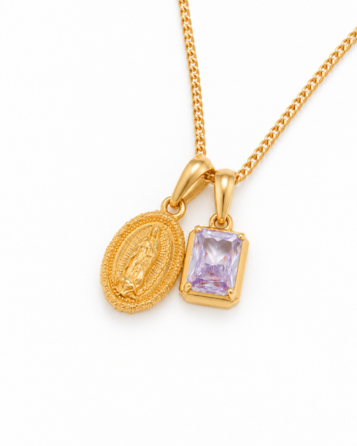 Mini Guadalupe x Lavender stone - Gold — angled studio view