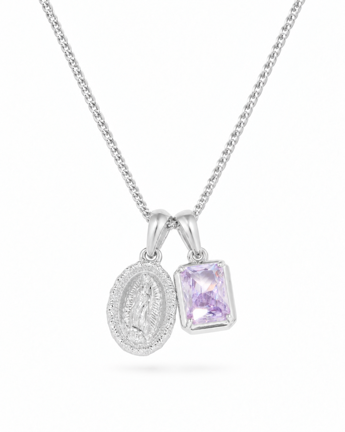 Mini Guadalupe x Lavender stone - Silver — straight studio view