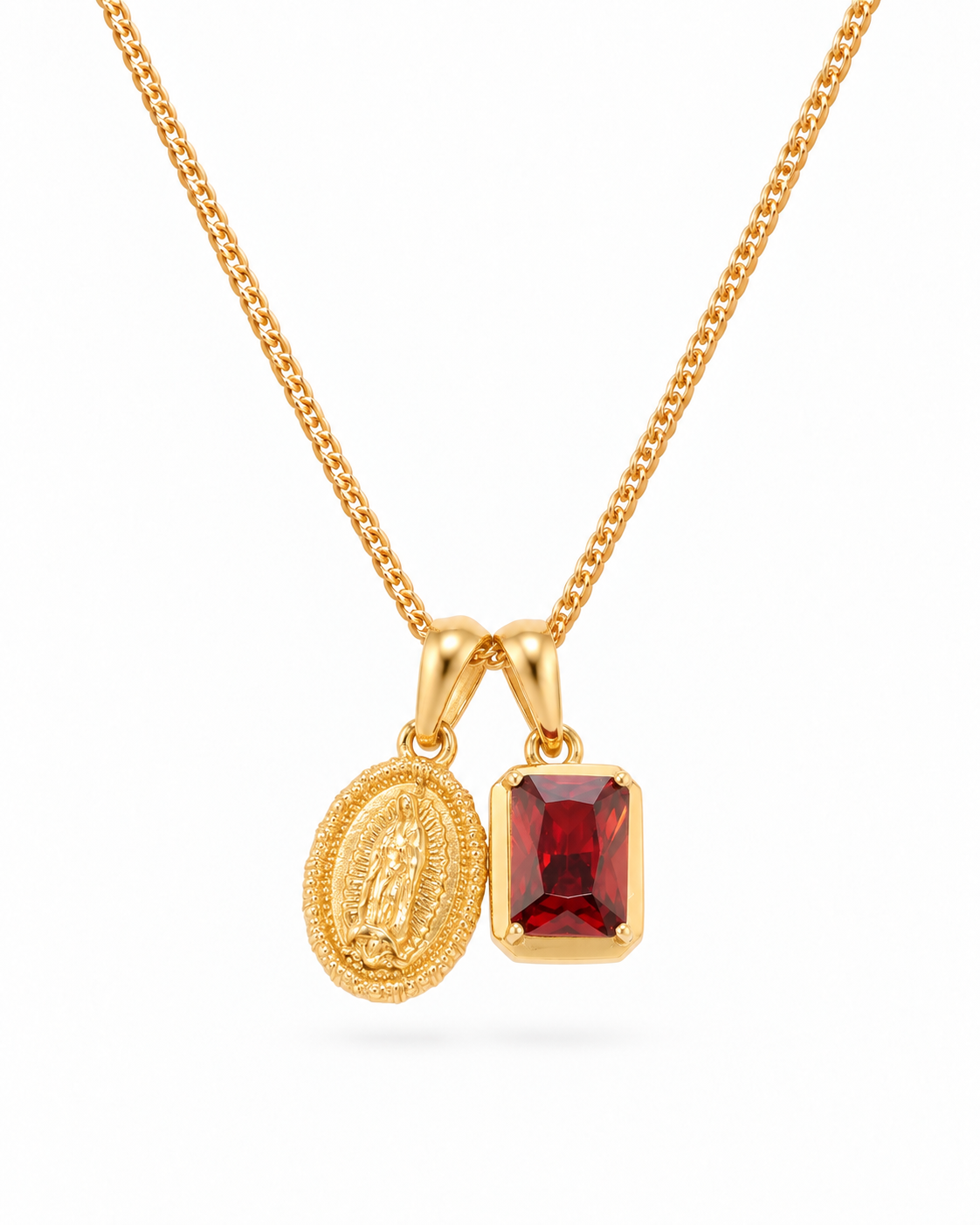 Mini Guadalupe x Lisbon red stone - Gold — straight studio view
