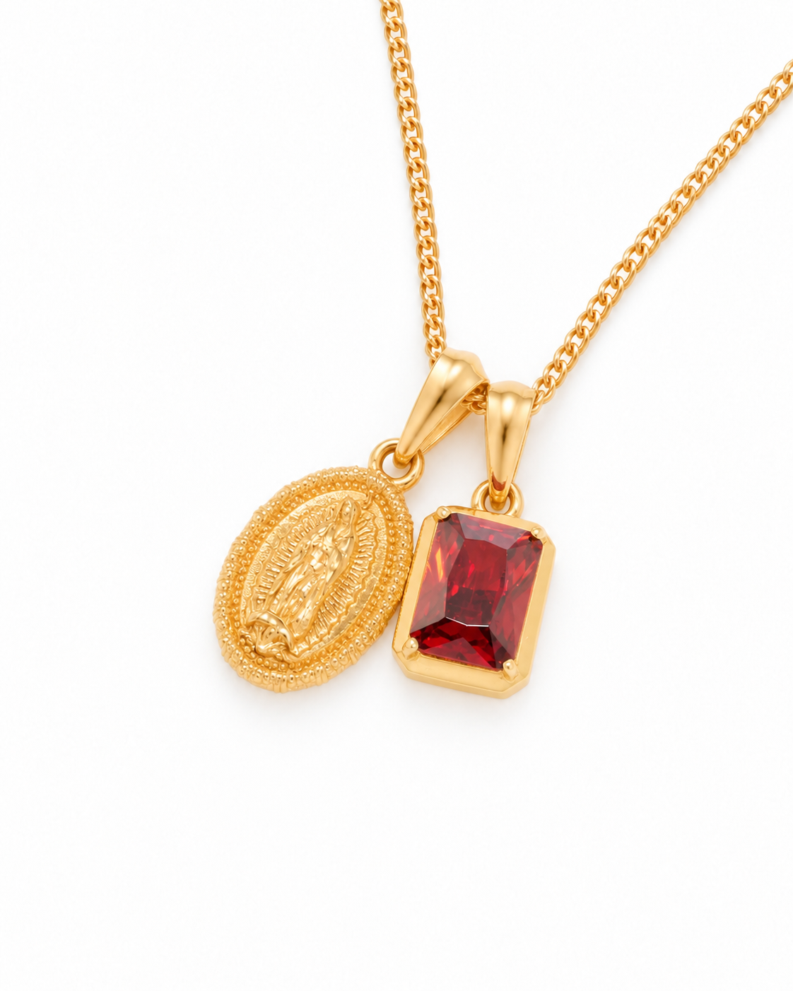 Mini Guadalupe x Lisbon red stone - Gold — angled studio view