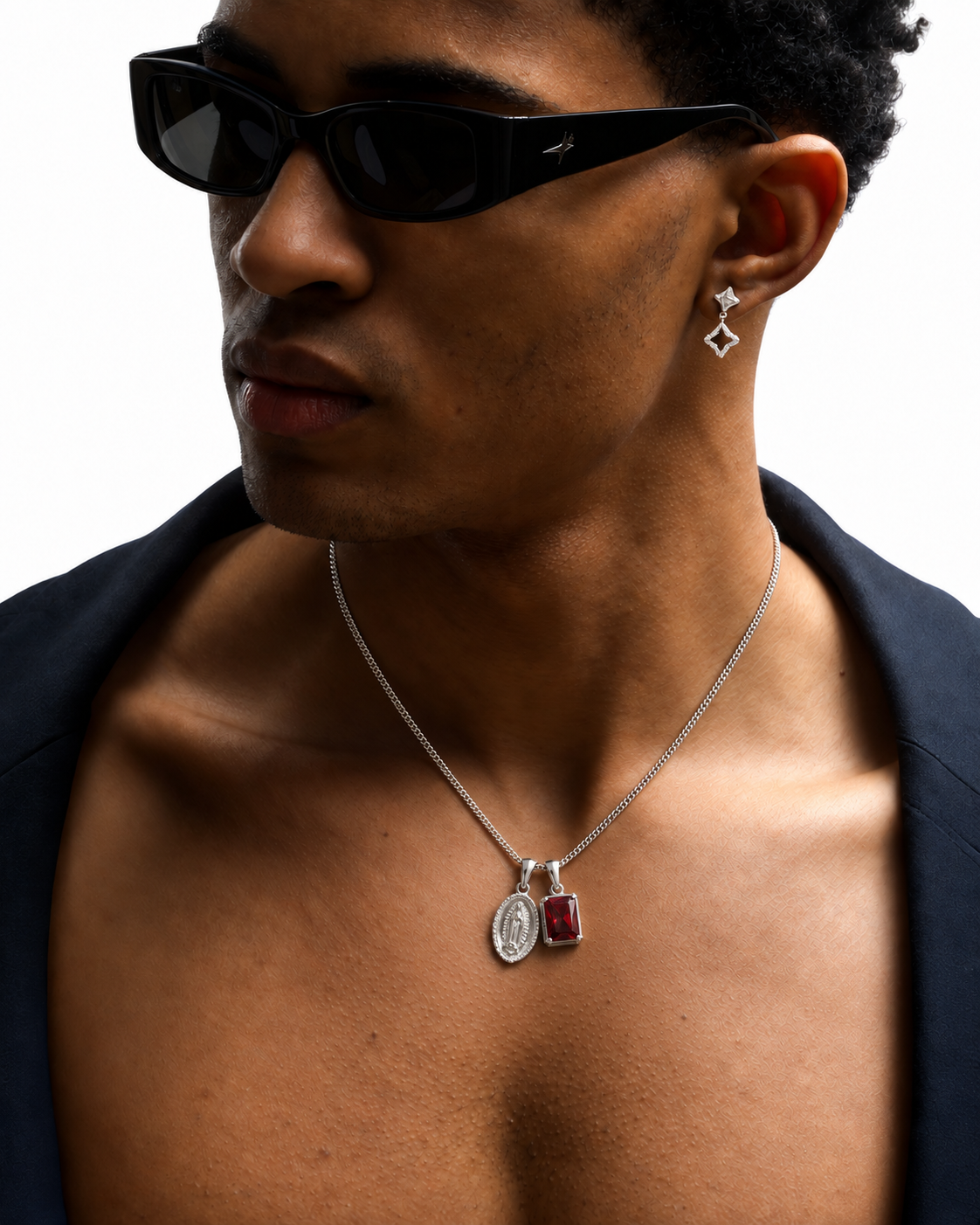 Mini Gaudalupe x Oxblood stone - Silver â€” worn on model
