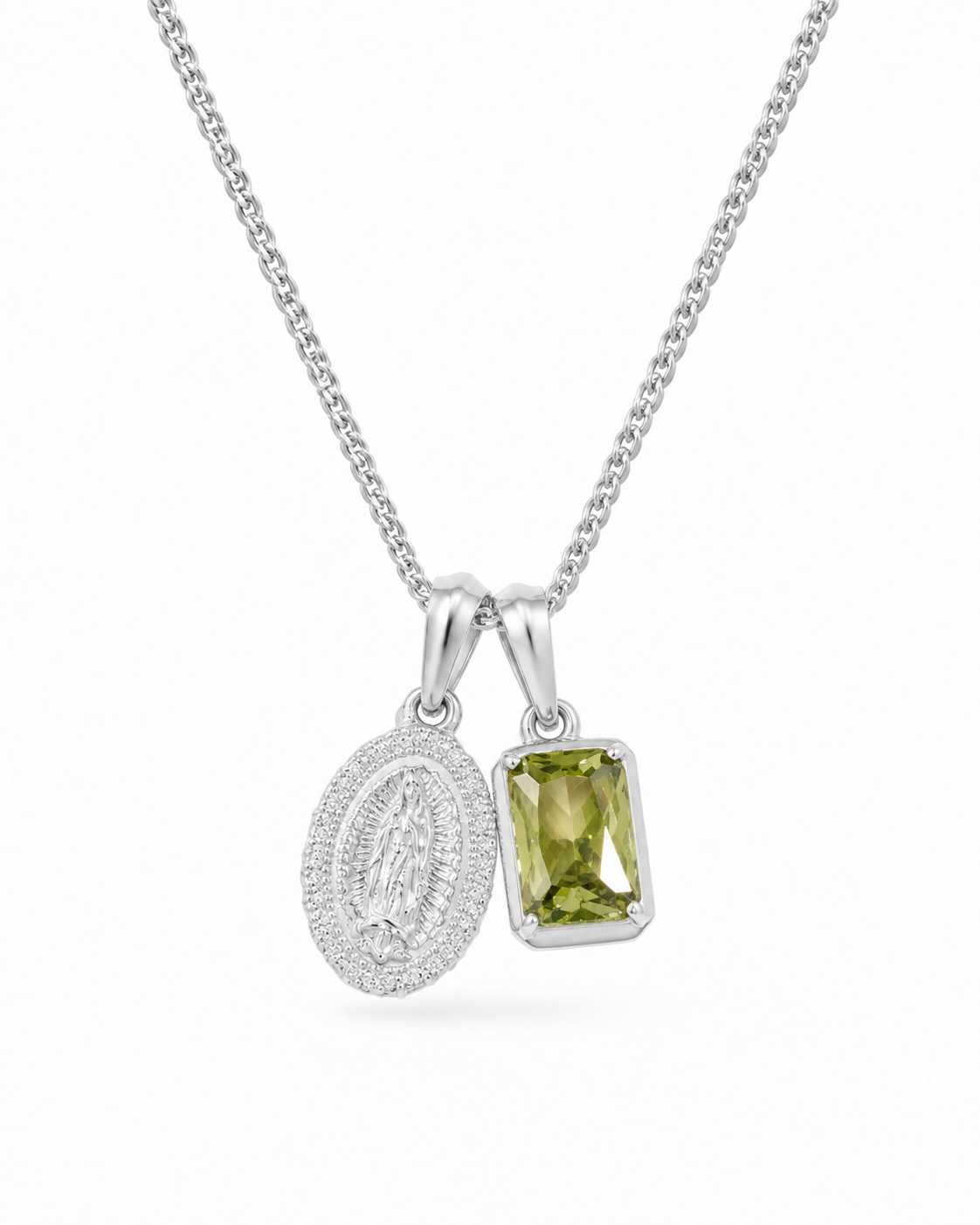 Mini Guadalupe X Mediterranean Olive stone - silver — straight studio view