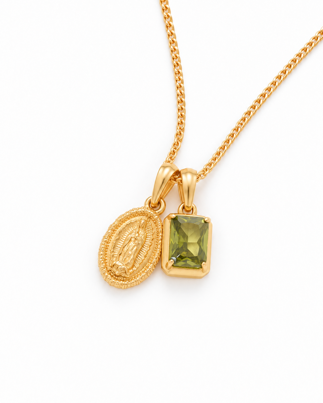 Mini Guadalupe X Mediterranean Olive stone - Gold — angled studio view