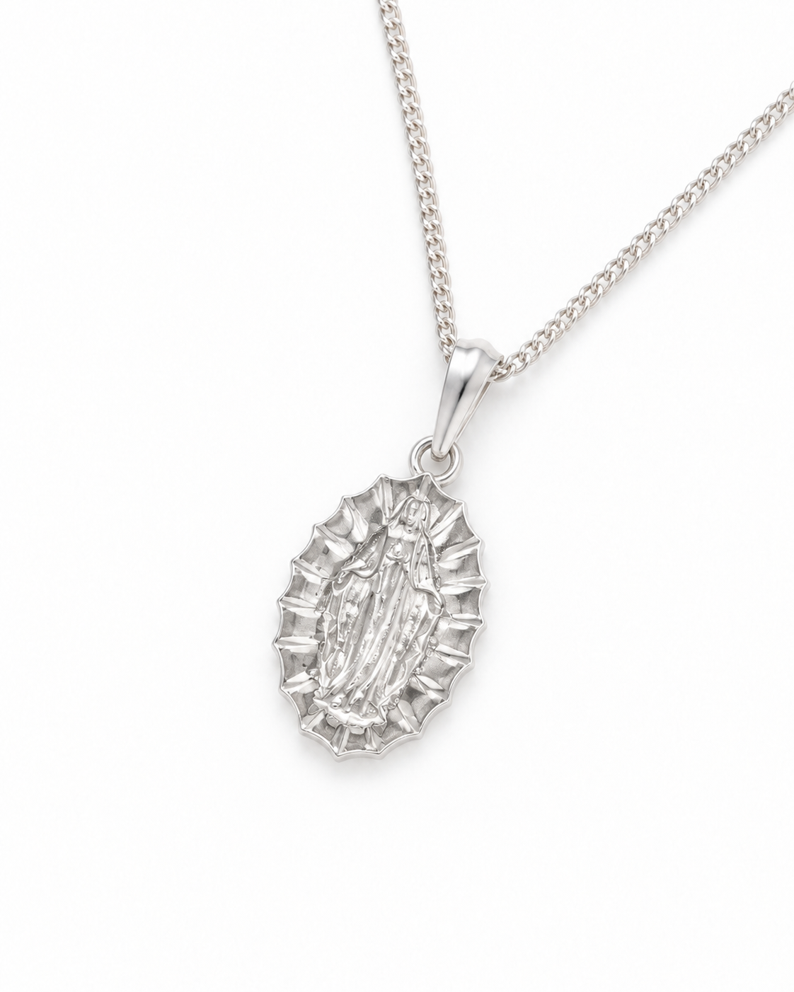 Our Lady of Guadalupe - Silver — angled studio view