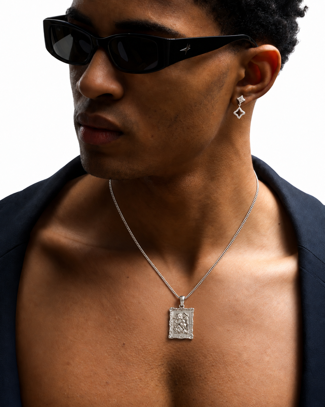 St George Baroque Frame - Silver — worn on model